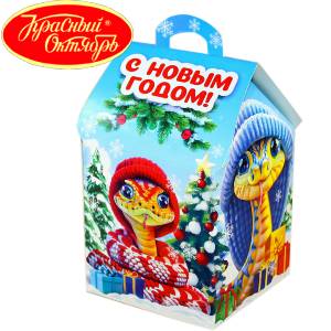 Сладкий подарок на Новый Год в картонной упаковке весом 600 грамм по цене 654 руб в Донецке